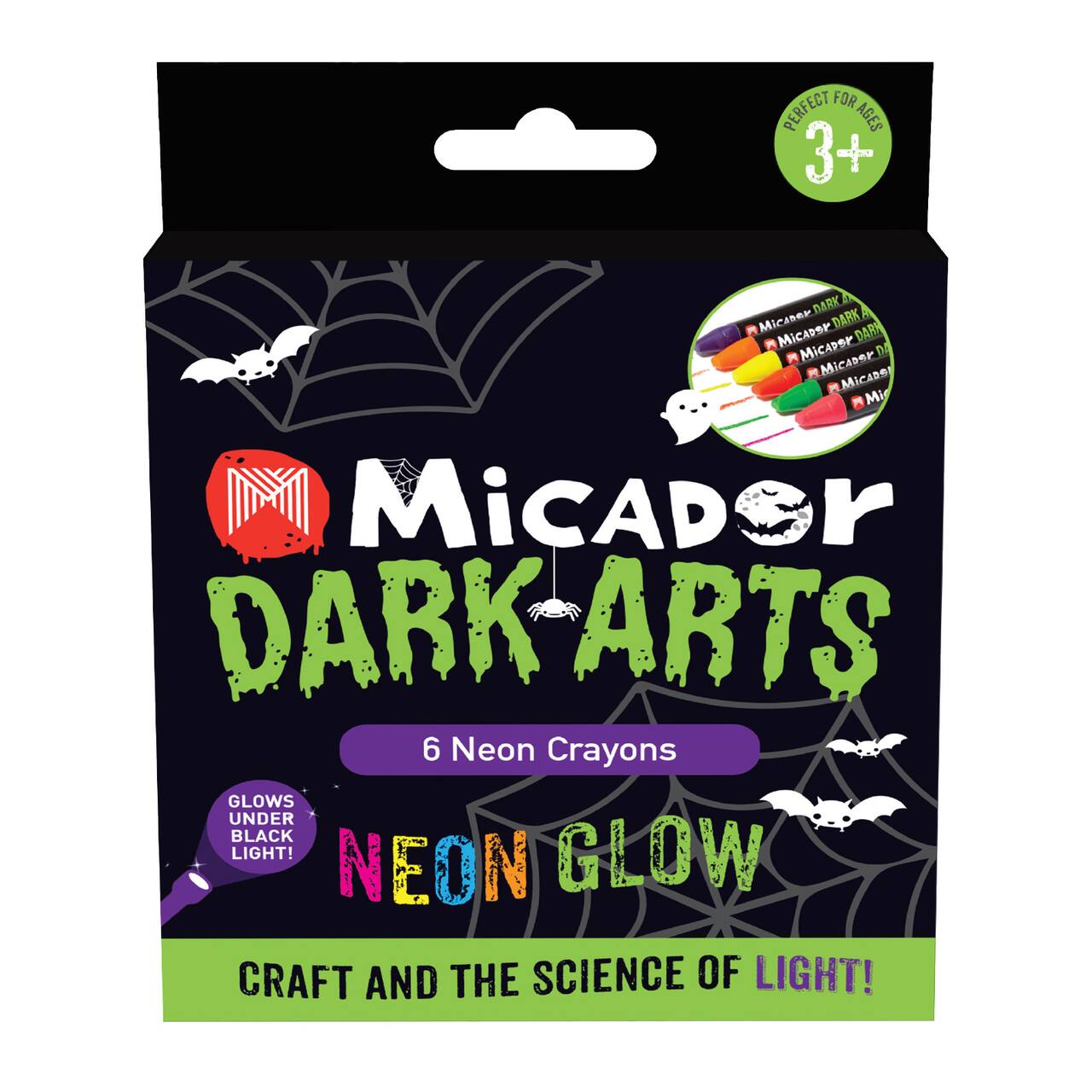 Micador&#xAE; Dark Arts 6 Color Neon Glow Crayon Set